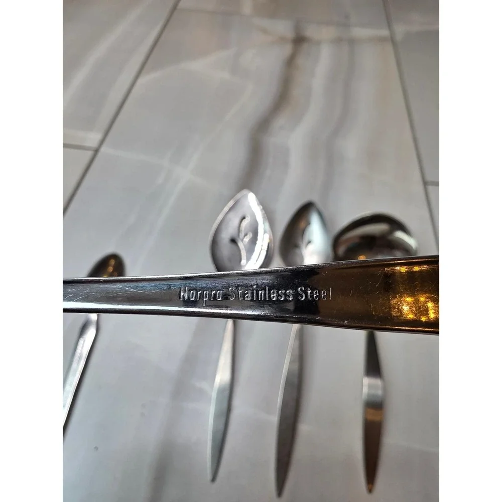 Vintage Norpro & SRI Cortina Japan Stainless Serving Set Ladle Slotted Spoons A3